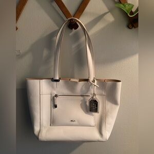 Lauren Ralph Lauren White Paley Vegan Leather Tote